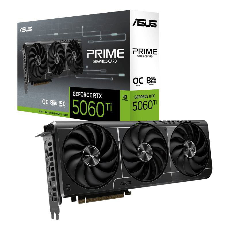 جعبه و بسته‌بندی کارت گرافیک ASUS PRIME RTX 5060 Ti OC Edition
